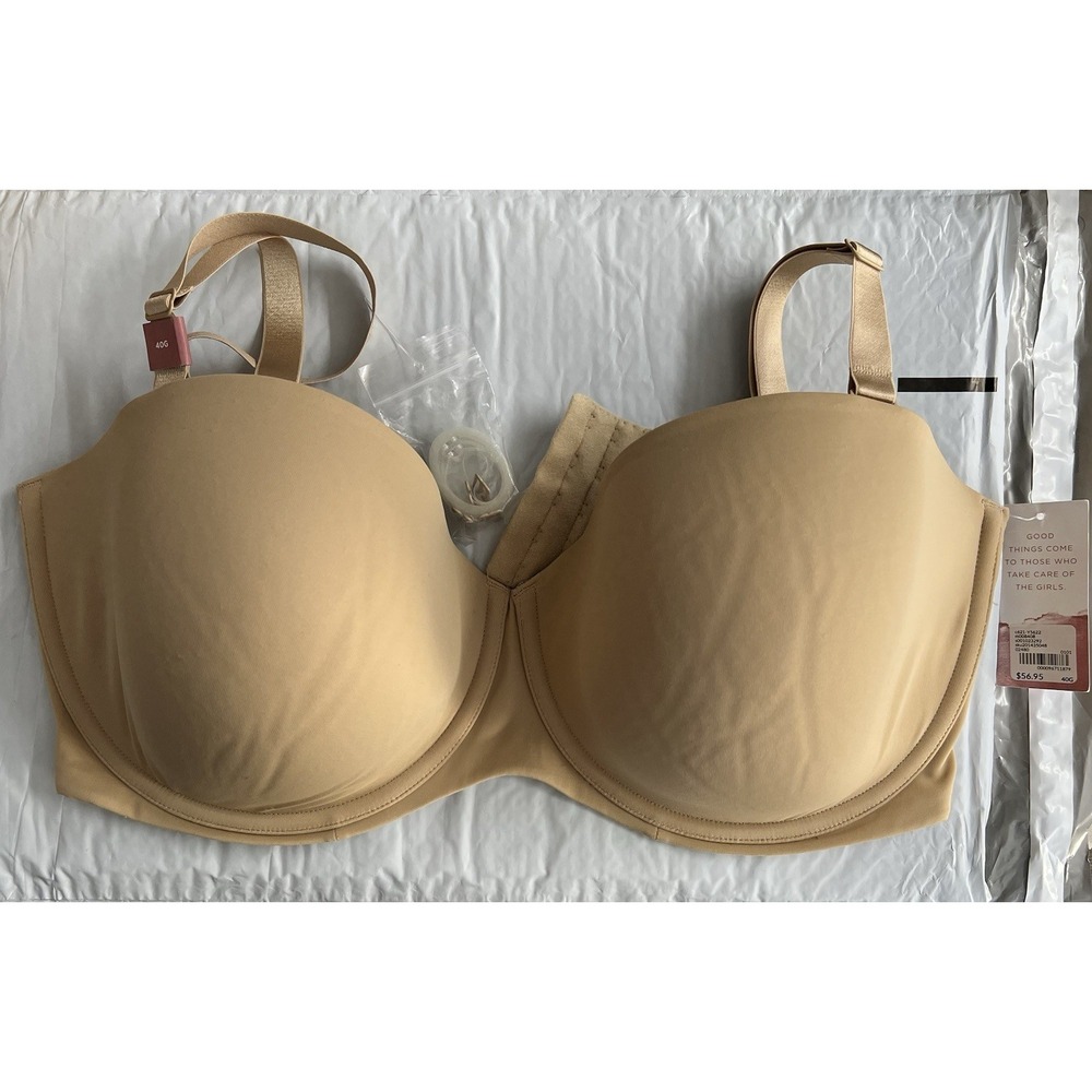 Cacique Bra 40G Comfort Bliss Strapless Beige Solid Lightly Lined Underwire New
